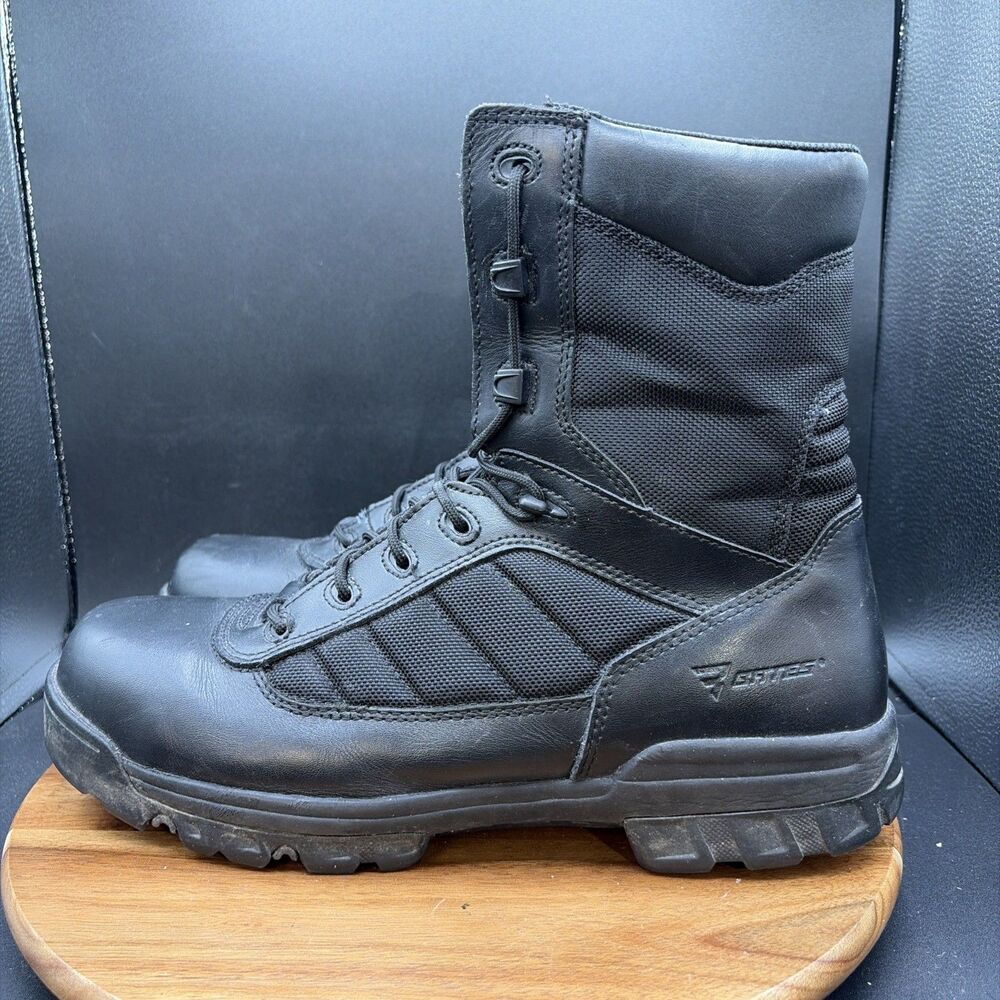 Bates Tactical Sport Mens Size 13 Combat Boots Black Leather Side Zip E02261